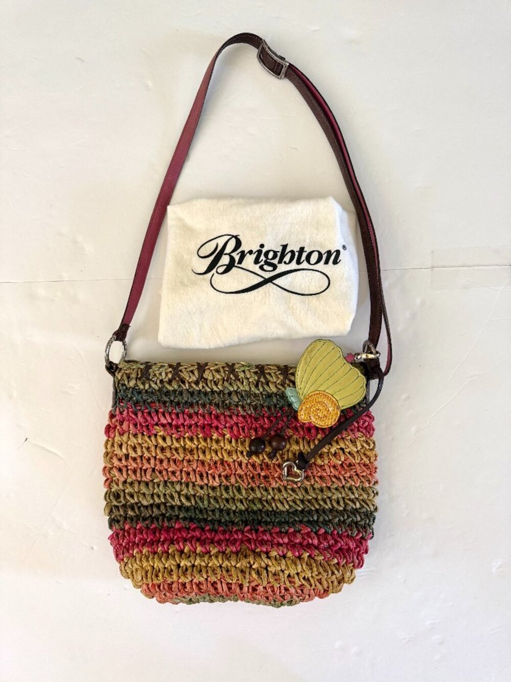 Brighton Multi-Color Woven Shoulder Bag with Dust Bag